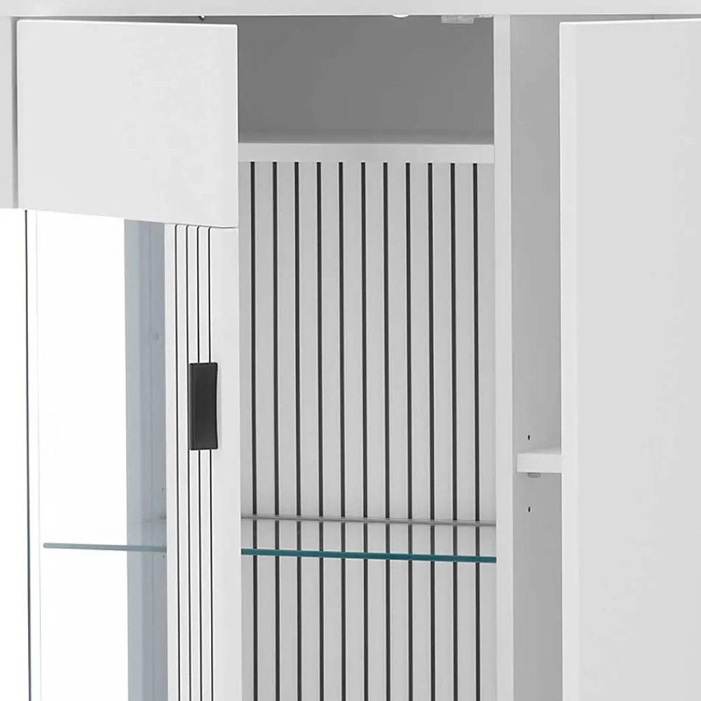 Wohnen Küchenschränke|Vitrinen*Highboard-Vitrine in Weiß - Dualkos