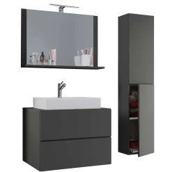 Wohnen Glasmöbel|Badezimmer Komplett*Hänge-Badezimmermöbel modern - Luzern (dreiteilig)