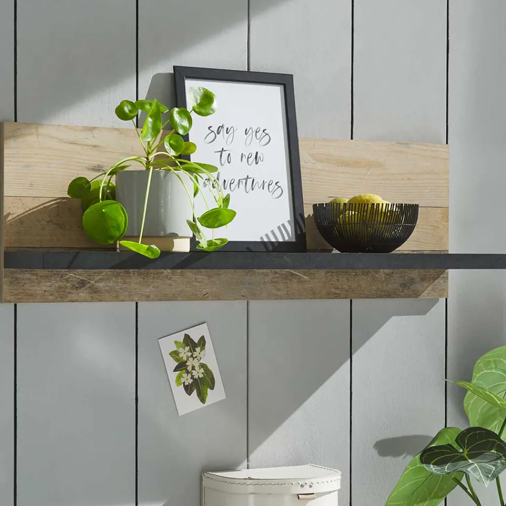 Wohnen Hängeboard in Holz verwittert & Anthrazit - Garisa