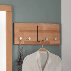 Wohnen Hängegarderobe aus Buche Massivholz und Metall - Shimousa