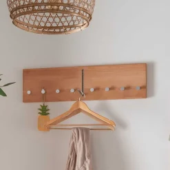 Wohnen Hängegarderobe aus Buche Massivholz und Metall - Shimousa