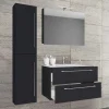 Wohnen Badezimmer Komplett*Hängende Badeinrichtung in Schwarz - Gloriella (dreiteilig)