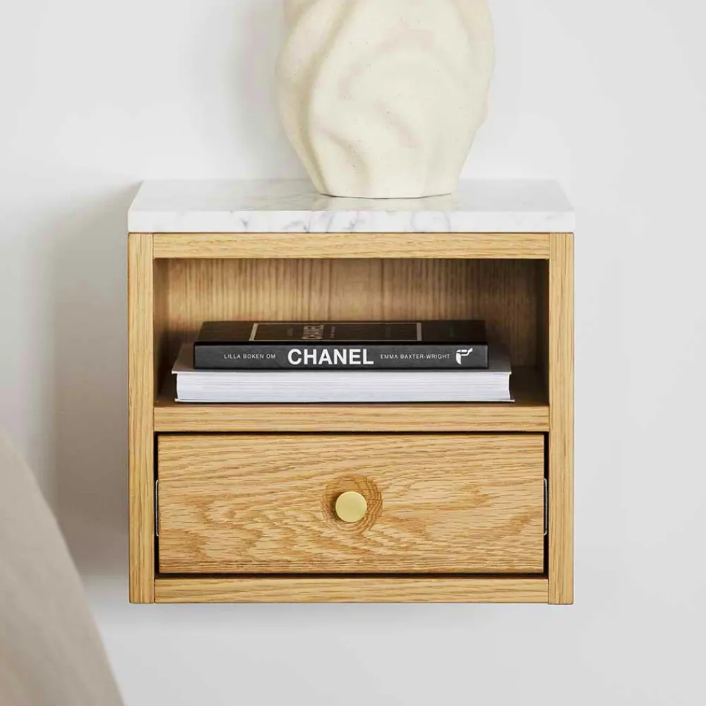 Wohnen Hängende Nachtkonsole mit Fach & Schublade - Sanyra