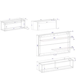 Wohnen Wohnwände|Wohnwand*Hängende TV Anbauwand Möbelset - Ahilav (vierteilig)