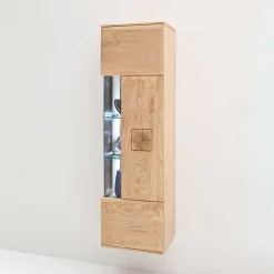 Wohnen Hängende Vitrine in Eiche Bianco teilmassiv Pontros 1-türig