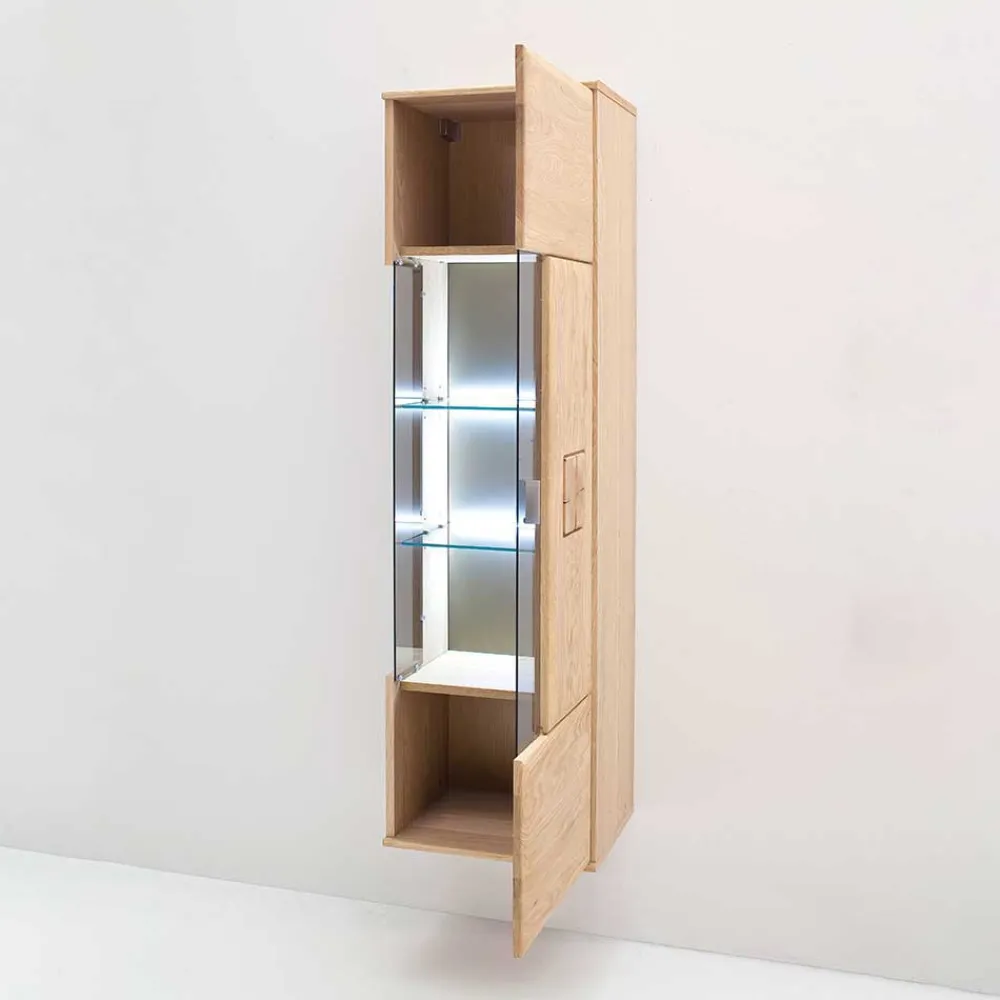 Wohnen Hängende Vitrine in Eiche Bianco teilmassiv Pontros 1-türig