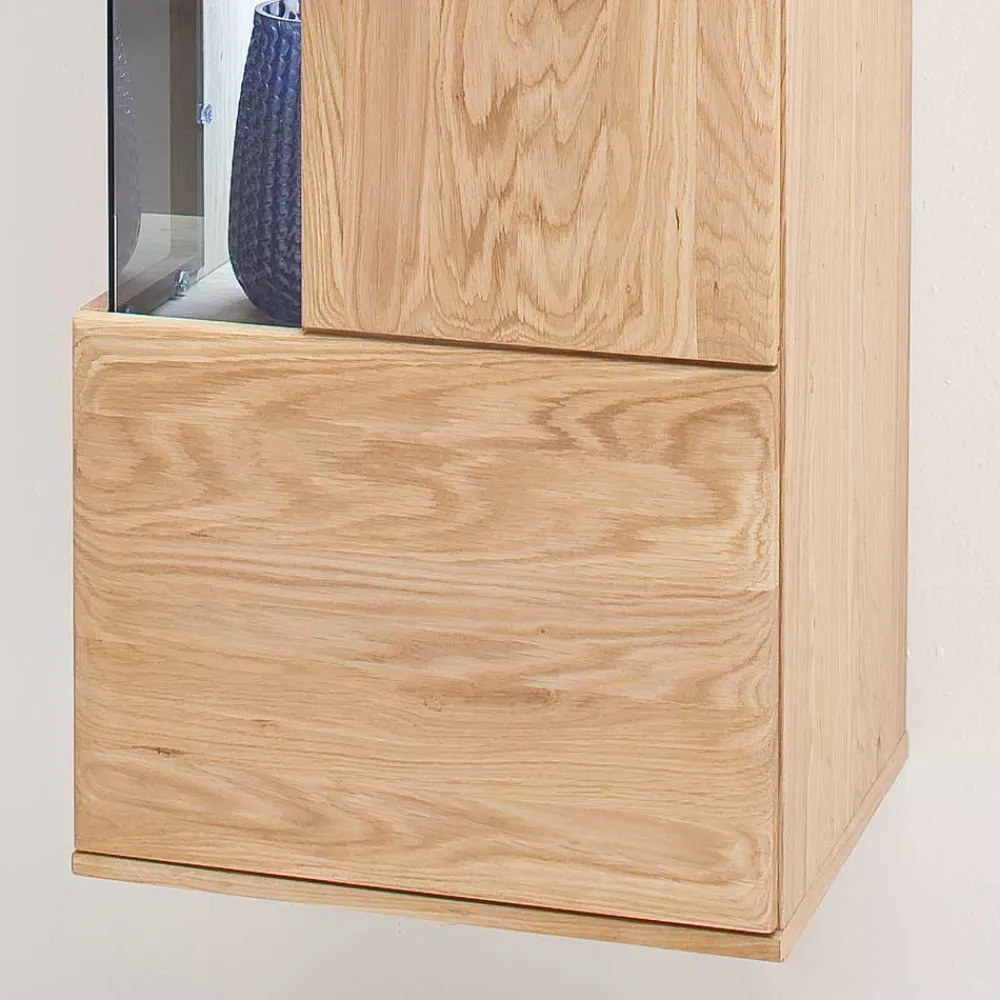 Wohnen Hängende Vitrine in Eiche Bianco teilmassiv Pontros 1-türig