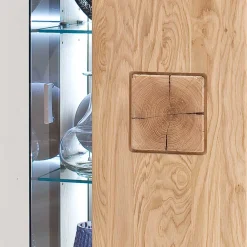 Wohnen Hängende Vitrine in Eiche Bianco teilmassiv Pontros 1-türig