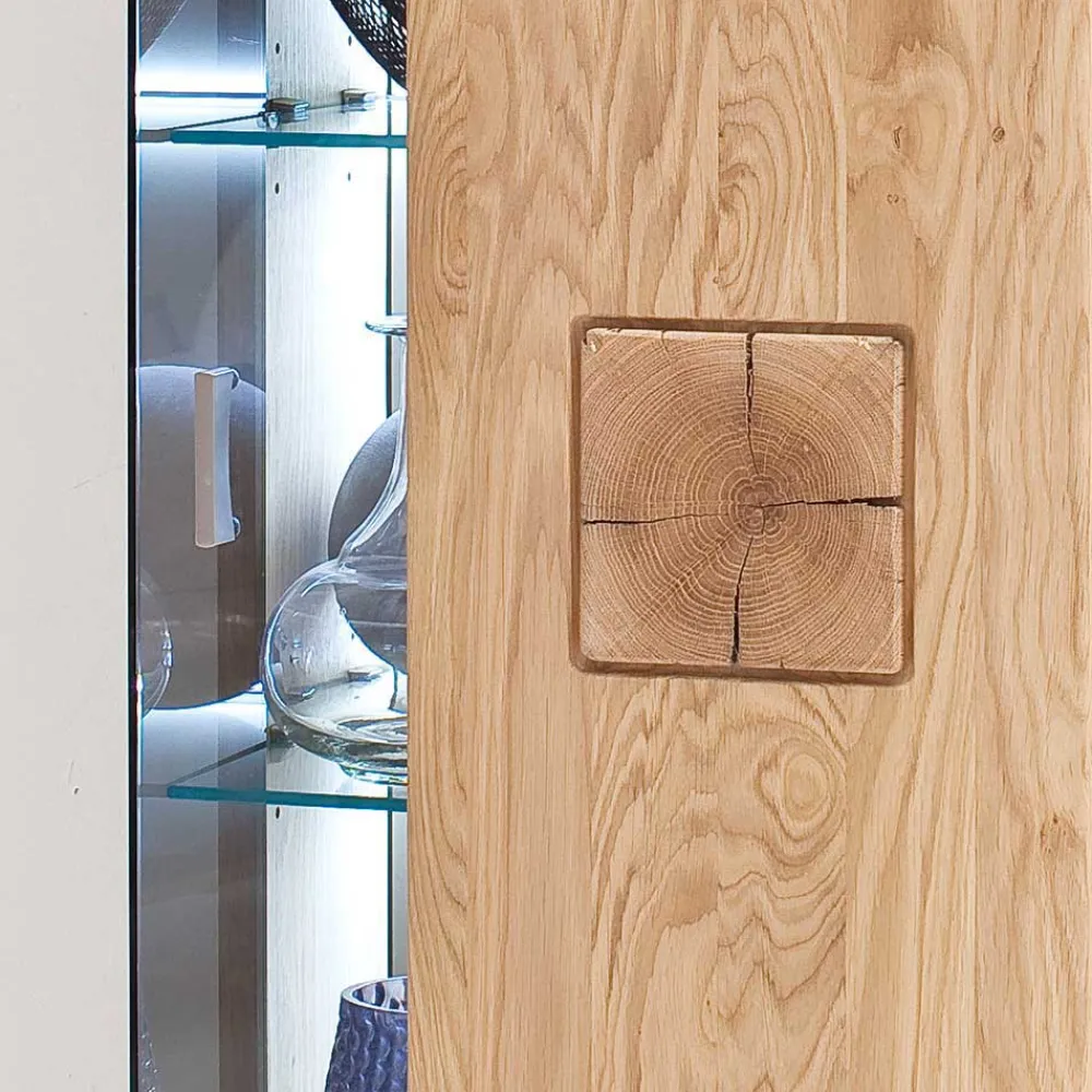 Wohnen Hängende Vitrine in Eiche Bianco teilmassiv Pontros 1-türig