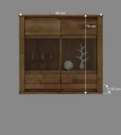 Wohnen Vitrinen|Wohnzimmer-Vitrinen*Hängende Vitrine Nadalia aus Wildeiche Massivholz