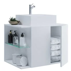 Wohnen Hängende Waschkommode mit Becken in Weiß - Ziovarica