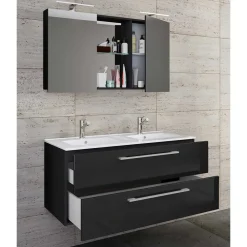 Wohnen Glasmöbel|Badezimmer Komplett*Hängender Doppel-Waschplatz Set - Vinkoja (zweiteilig)