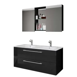 Wohnen Glasmöbel|Badezimmer Komplett*Hängender Doppel-Waschplatz Set - Vinkoja (zweiteilig)