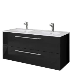 Wohnen Glasmöbel|Badezimmer Komplett*Hängender Doppel-Waschplatz Set - Vinkoja (zweiteilig)