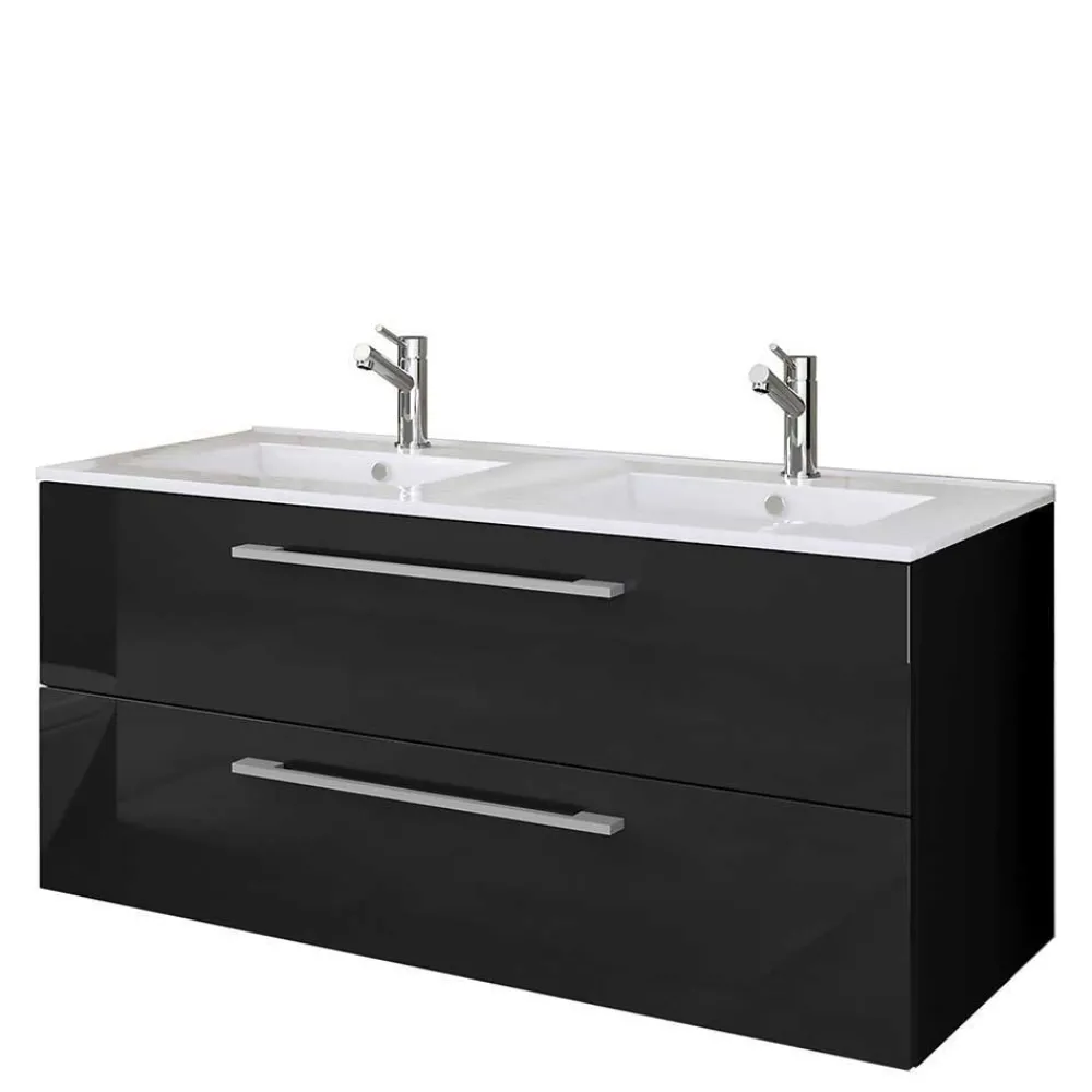 Wohnen Glasmöbel|Badezimmer Komplett*Hängender Doppel-Waschplatz Set - Vinkoja (zweiteilig)