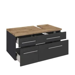 Wohnen Hängender Waschbeckenschrank in Grau - Estregos