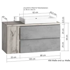 Wohnen Waschtisch|Waschbeckenunterschränke*Hängender Waschplatz mit Schubladen & Tür - Jambi