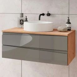 Wohnen Hängender Waschtisch in Grau und Wildeichefarben - Join