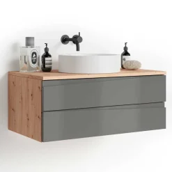 Wohnen Hängender Waschtisch in Grau und Wildeichefarben - Join