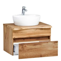 Wohnen Hängender Waschtisch in Holzoptik - Drumias