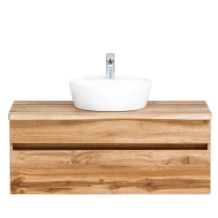 Wohnen Hängender Waschtisch in Holzoptik - Drumias