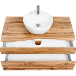 Wohnen Hängender Waschtisch in Holzoptik - Drumias