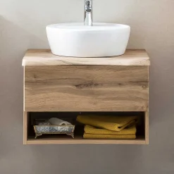 Wohnen Waschtisch|Waschbeckenunterschränke*Hängender Waschtisch mit Baumkante - Tofias