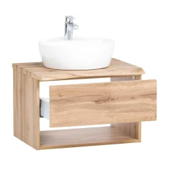 Wohnen Waschtisch|Waschbeckenunterschränke*Hängender Waschtisch mit Baumkante - Tofias