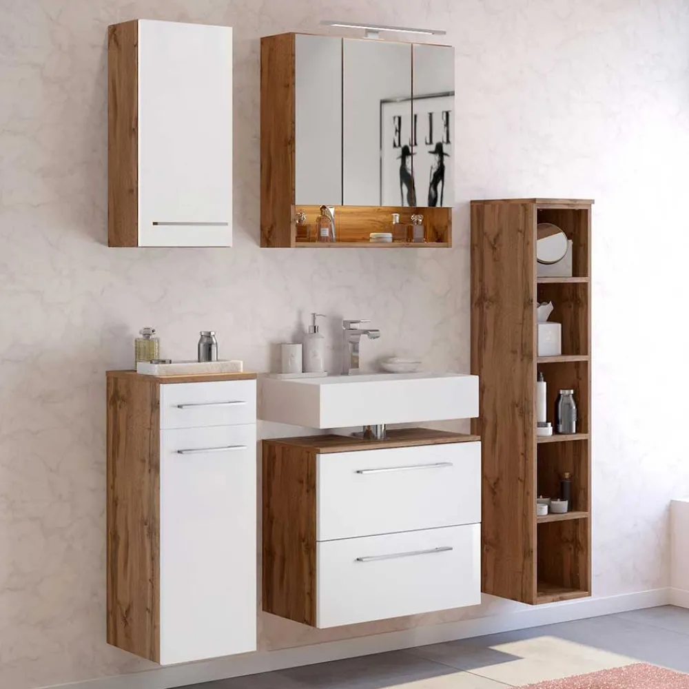 Wohnen Badregale*Hängendes Badezimmer Regal 25x130x35 cm - Lemnas