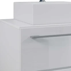 Wohnen Glasmöbel|Badezimmer Komplett*Hängendes Badezimmerset in Weiß - Ipsum (vierteilig)