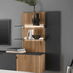 Wohnen Hängepaneel mit zwei Glasböden & LED Licht - Cruzca