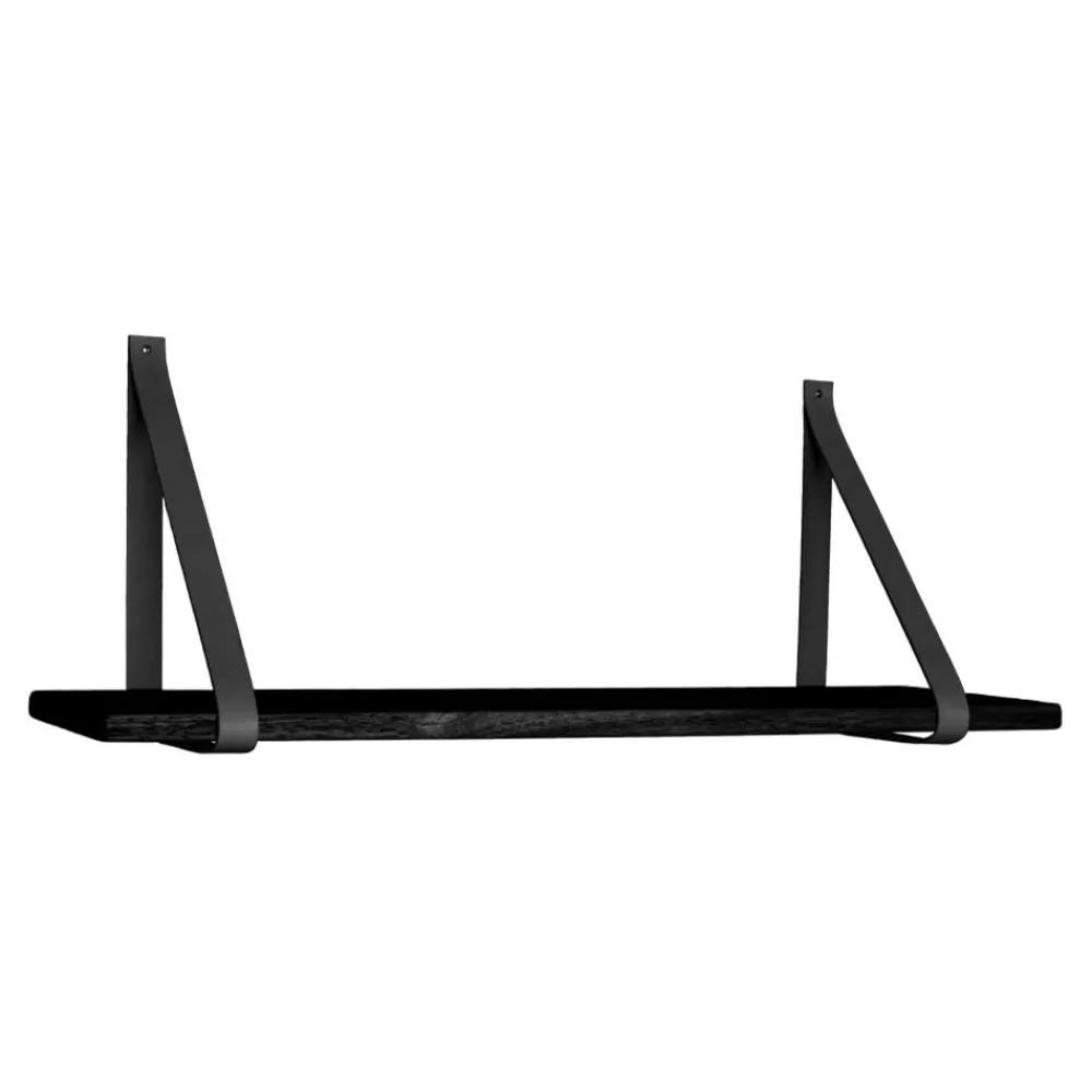 Wohnen Massivholzmöbel|Skandinavische Möbel*Hängeregal aus Gummibaum & Leder - Kalizo