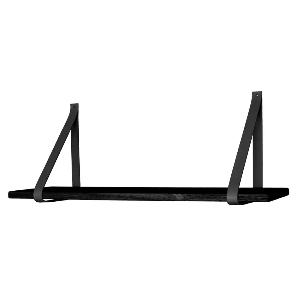 Wohnen Massivholzmöbel|Skandinavische Möbel*Hängeregal aus Gummibaum & Leder - Kalizo