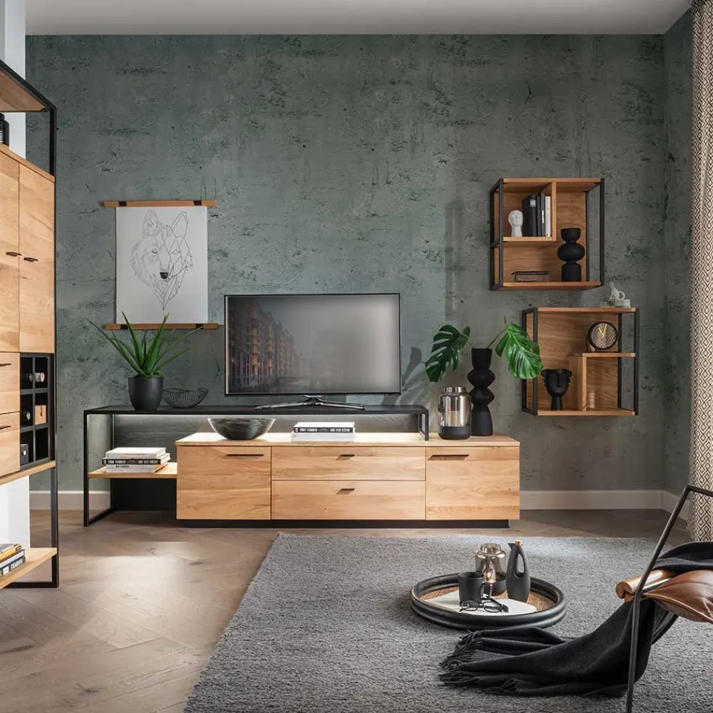 Wohnen Hängeregal aus Wildeiche Massivholz - Manarola