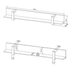 Wohnen Hängeregal in Schwarz - 180 cm - Dudleys