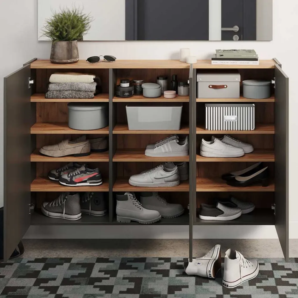 Wohnen Hänge-Schuhschrank & Rundspiegel Set - Calisian (zweiteilig)