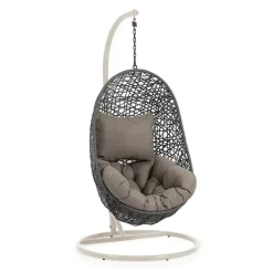 Wohnen Skandinavische Möbel|Rattanmöbel*Hängesessel mit Gestell in Grau hell dunkel - Jueves