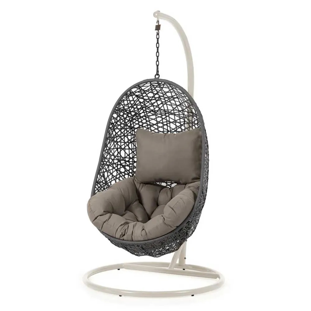 Wohnen Skandinavische Möbel|Rattanmöbel*Hängesessel mit Gestell in Grau hell dunkel - Jueves