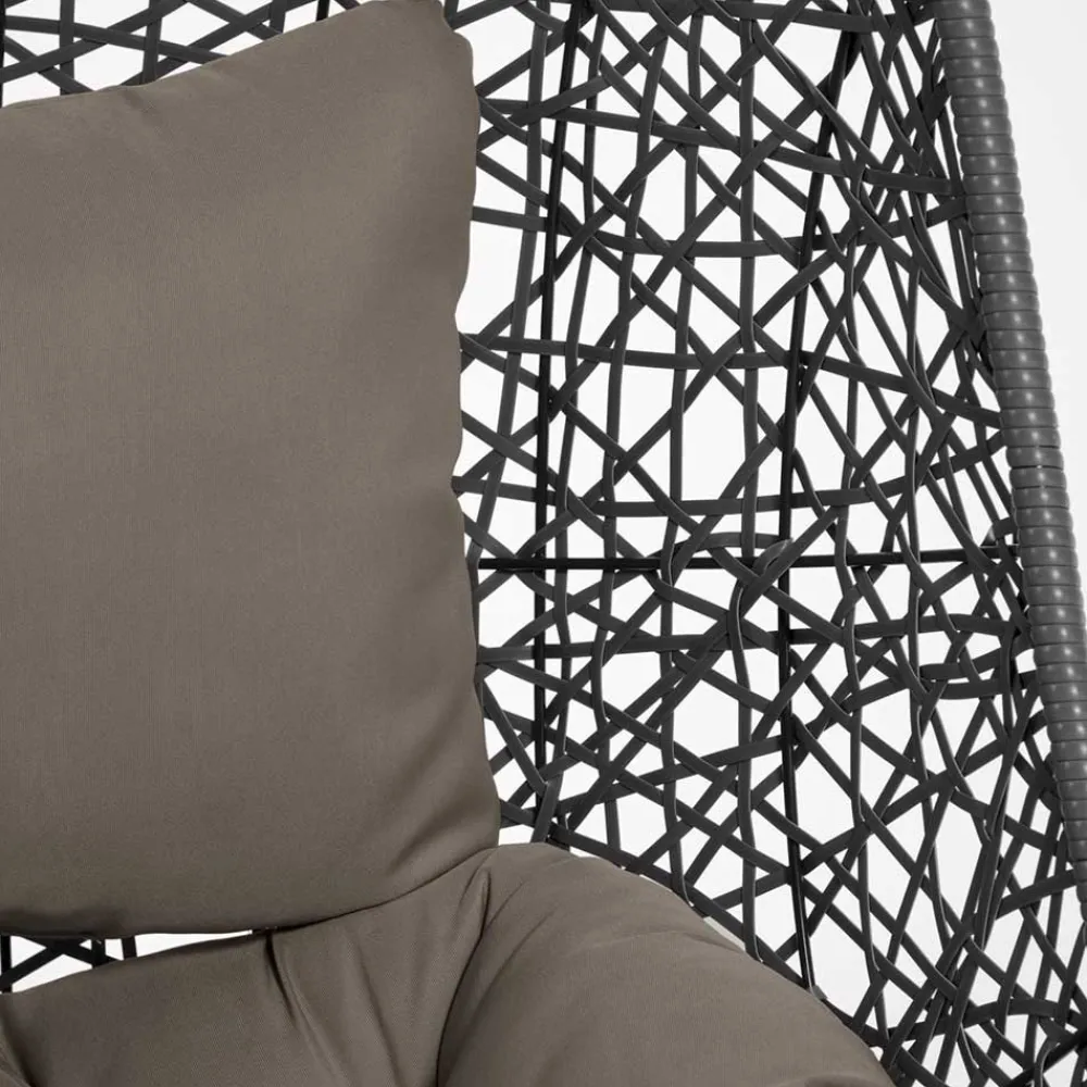 Wohnen Skandinavische Möbel|Rattanmöbel*Hängesessel mit Gestell in Grau hell dunkel - Jueves