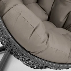 Wohnen Skandinavische Möbel|Rattanmöbel*Hängesessel mit Gestell in Grau hell dunkel - Jueves