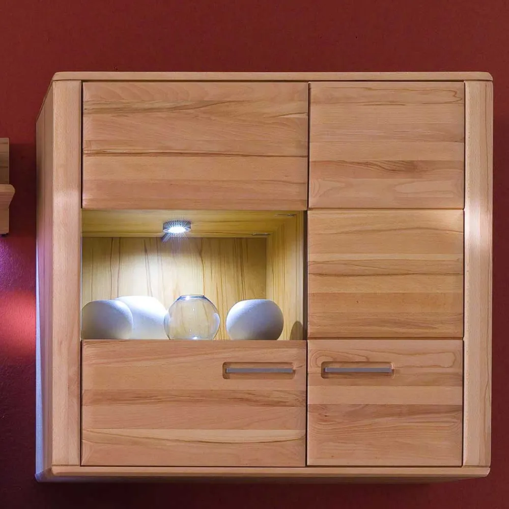 Wohnen Vitrinen|Wohnzimmer-Vitrinen*Hängevitrine Athias aus Kernbuche teilmassiv