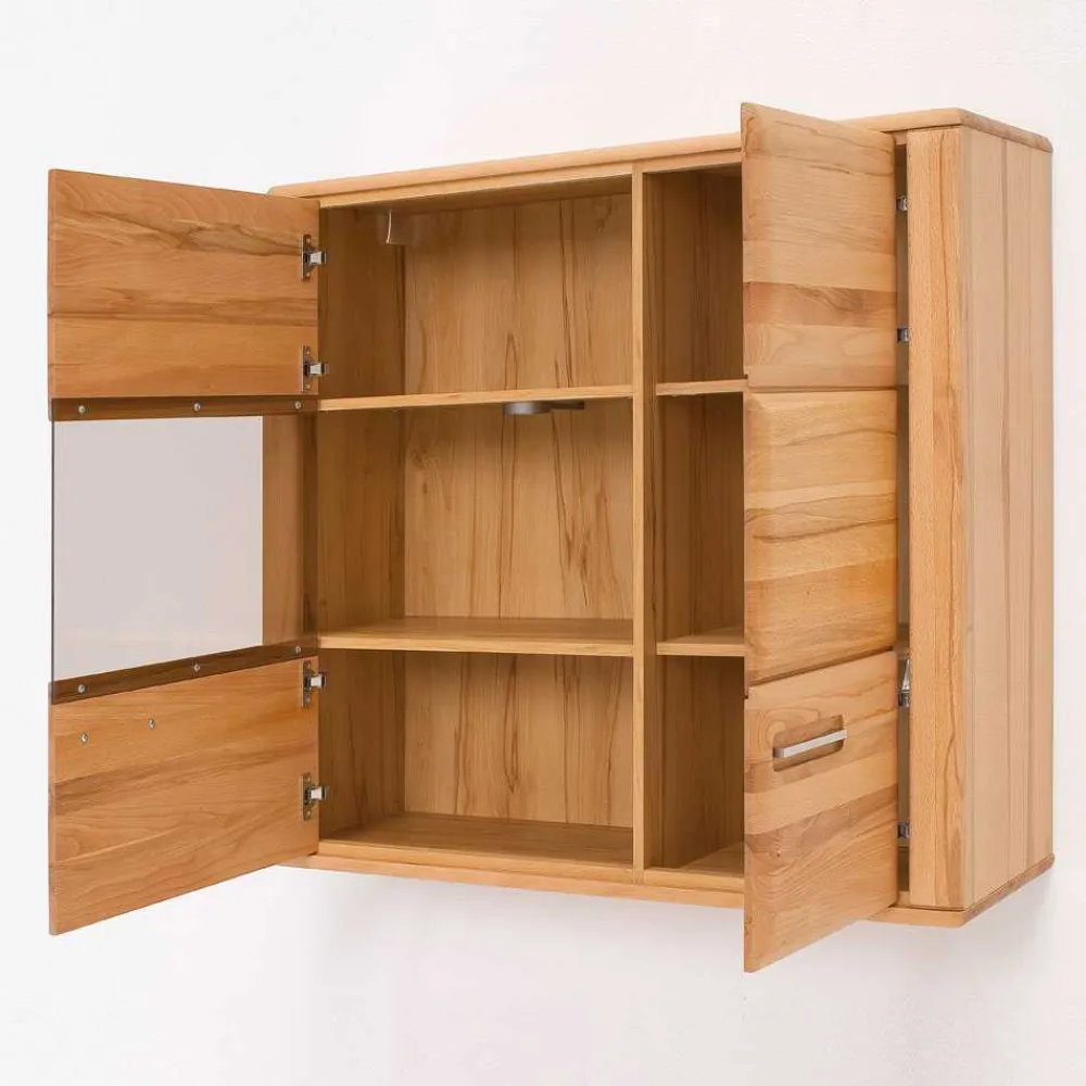 Wohnen Vitrinen|Wohnzimmer-Vitrinen*Hängevitrine Athias aus Kernbuche teilmassiv