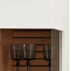 Wohnen Vitrinen|Wohnzimmer-Vitrinen*Hängevitrine in Weiß und Wildeiche NB - Niam