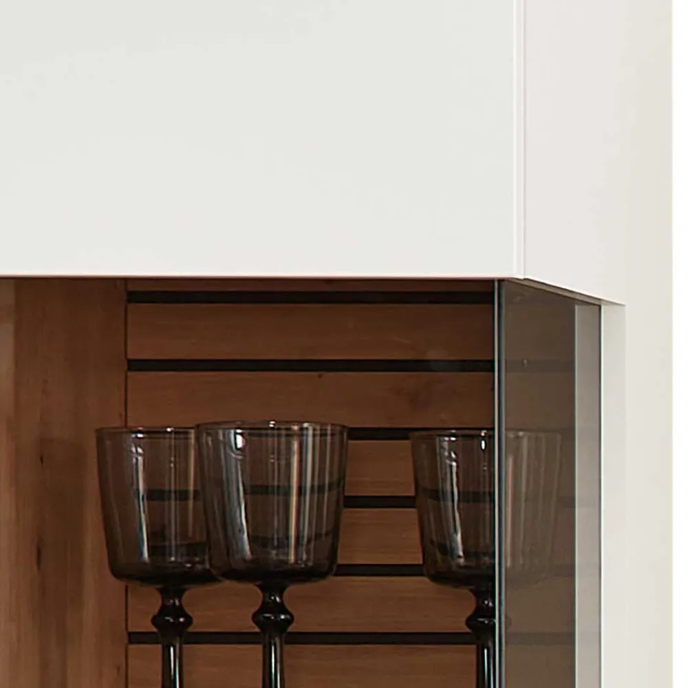 Wohnen Vitrinen|Wohnzimmer-Vitrinen*Hängevitrine in Weiß und Wildeiche NB - Niam