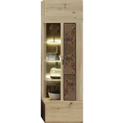 Wohnen Vitrinen|Wohnzimmer-Vitrinen*Hängevitrine in Wildeiche Holzoptik - Iniaco