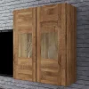 Wohnen Esszimmer-Vitrinen*Hängevitrine Vaskov aus massiver Wildeiche