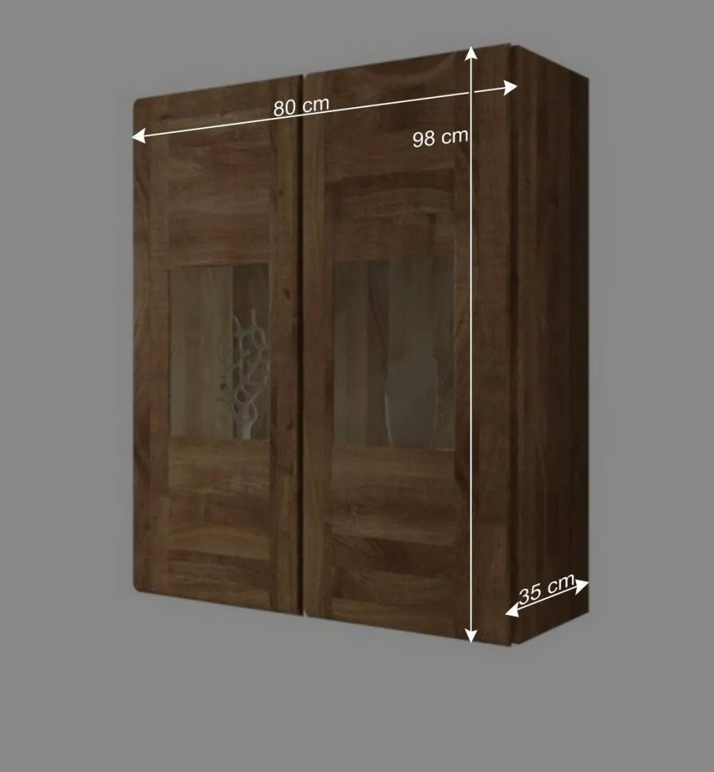 Wohnen Esszimmer-Vitrinen*Hängevitrine Vaskov aus massiver Wildeiche