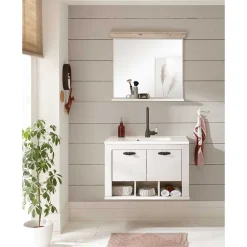 Wohnen Badezimmer Komplett*Hänge-Waschtisch mit Spiegel Set - Doules (zweiteilig)