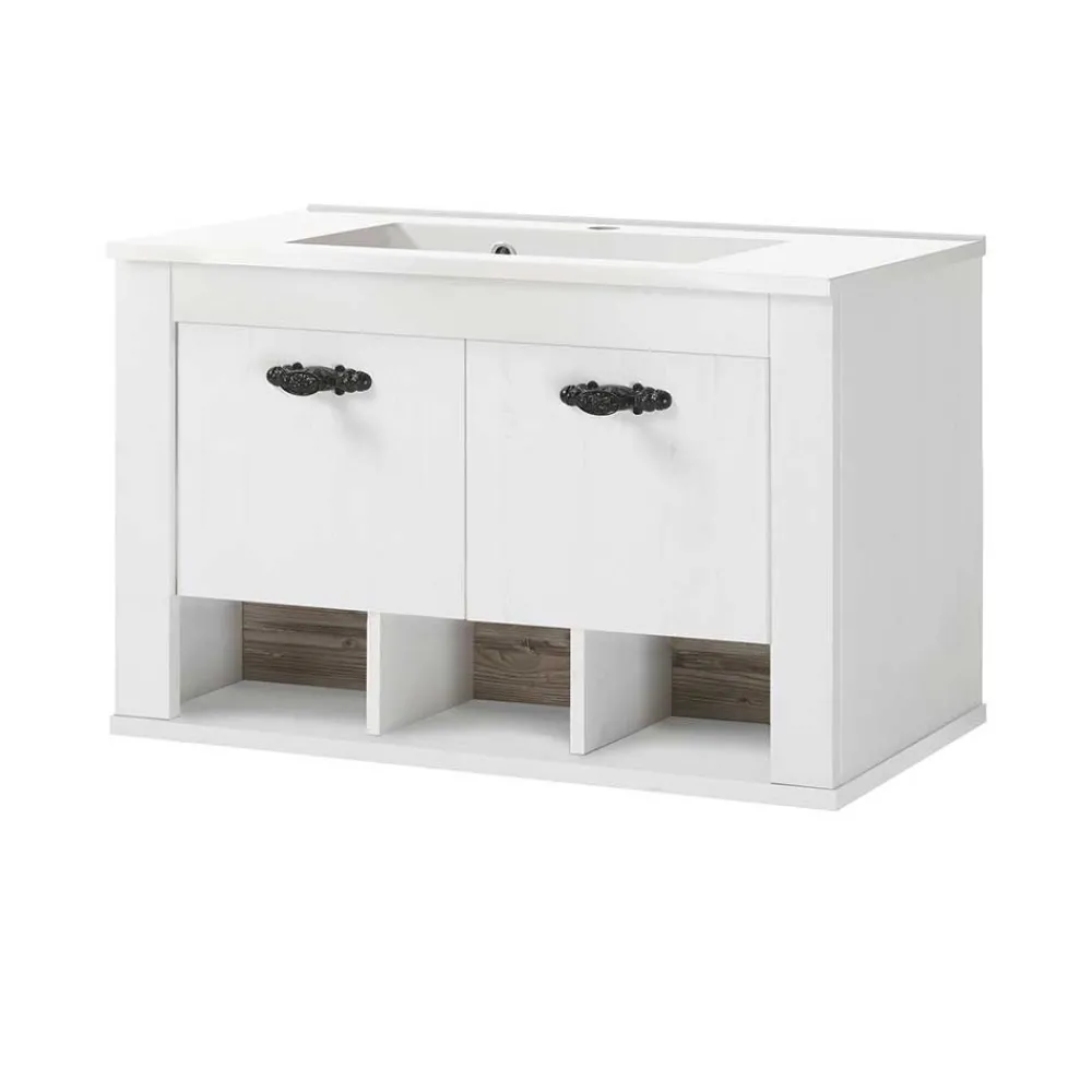 Wohnen Badezimmer Komplett*Hänge-Waschtisch mit Spiegel Set - Doules (zweiteilig)