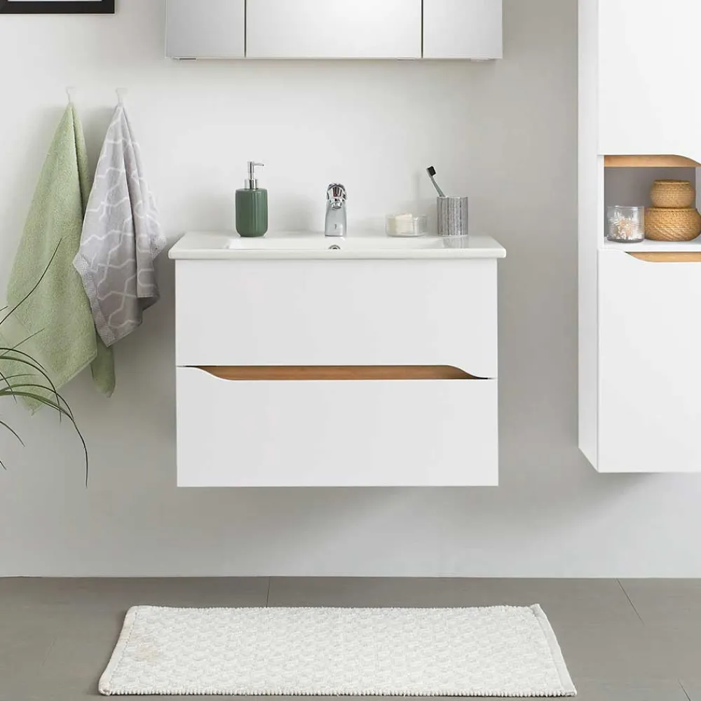 Wohnen Waschtisch|Waschbeckenunterschränke*Hänge-Waschtisch mit zwei Schubladen - Zenata